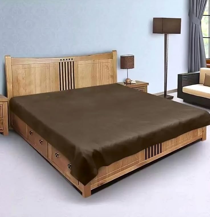 Waterproof PVC Plastic Mattress Protector Double Bed Flat Bedsheet with Elastic for Babies Girls & Boys (Coffee, Size 72x78)