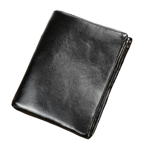 RFID Blocking Leather Wallet for Men – Slim Vintage Bifold Wallet with 8 Card Slots, Coin Pocket, Top Grain Cowhide Leather, Handmade Full Grain Leather Wallet (Black)