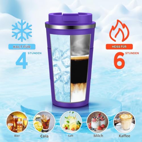 KETIEE Kaffeebecher to go,510ml Thermobecher Kaffee-to-go,Kaffeebecher Thermo,Doppelwandig Reisebecher Travel Mug… – Ansicht 5