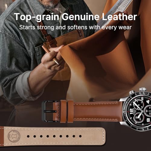 Image of Fullmosa 2 Pack 22mm Leather Watch Bands Quick Release Watch Strap for Men Women, Soft Replacement Strap Wristband with Stainless Steel Buckle,22mm Toffee Brown&Black /Black&Silver | 2 Pack Straps for Vivoactive 4(45mm), Venu 4 (45mm) /3 /2 (45mm), Samsung Galaxy 46mm, Toffee Brown+Black /Black+Silver