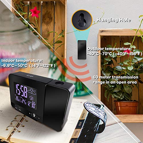 Reloj de proyección Yanghao con pantalla LCD y sensor de temperatura para casa 6