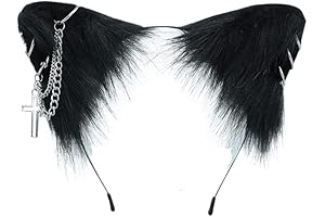 VIGVAN Cat Cosplay Ears: Punk Gothic Cross Headband Clips