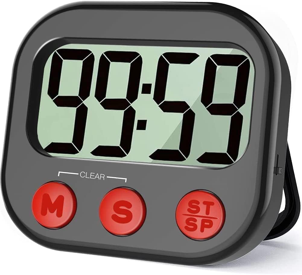 Kitchen Timer, Digital Visual Timer Magnetic Clock Stopwatch Countdown Timer, Large LCD Screen Display Big Digits, Loud Alarm for Cooking, Shower, Bathroom
