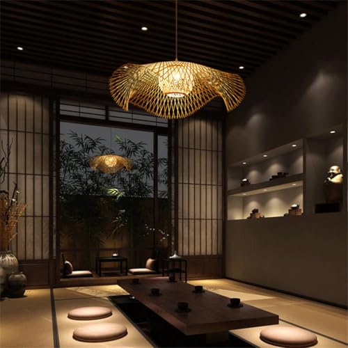 EWAIDI Chandeliers, Coastal Rattan - Large Weave Hangilight Fixture for Kitchen Island & Diniroom/Color/75Cm - Image 3