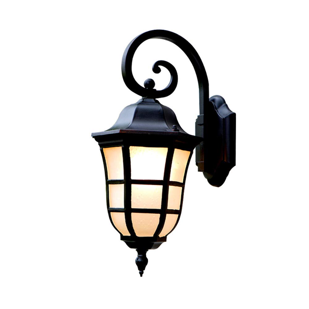 Lanterne murale extérieure E27 noir vintage étanche pour jardin et villa