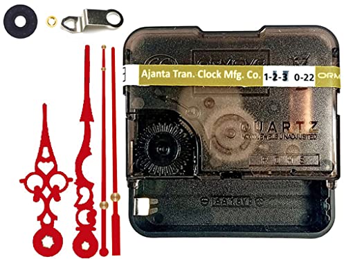 Image of Ajanja Mfg. Quartz Machine for Big Size Wall Clock,Battery Operated,Clock Movement Machine with Needles and Hook 12 MM (100% Made in India) (Maroon)