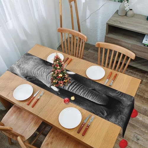 Chemin de table imprimé éléphant lavable et nappe de style rustique - 8