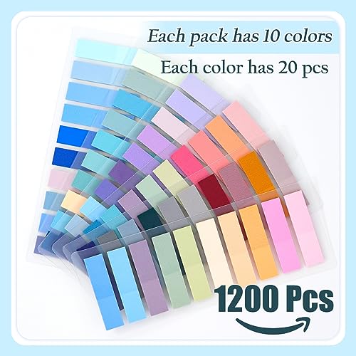 Qufiiry Page Markers Tabs, 1200 Pcs Index Tabs, Pack of 6 Sticky Tabs Page Markers - Image 3