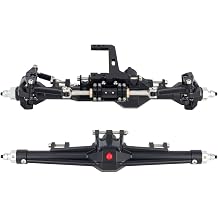 Machined Aluminum H10 Axles Front Rear Straight Axle Set with Scale Hydraulic Ram for 1/10 RC Crawler Vanquish H10 Optic Upgrade Black