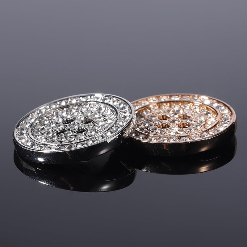 Guziki w stylu vintage Guzik 10 szt. Guzików wysadzanych diamentami 15/20/25 mm Metalowe guziki z 4 dziurkami Modne guziki dekoracyjne Guziki(Gold,15mm)