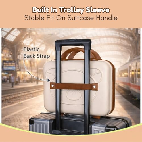 Image of Toy Imagine Makeup Suitcase for Women Vanity Box Hard Shell Cosmetic Travel Bag Portable Makeup Case Small Suitcase Style Organizer for Travel Waterproof Lightweight Makeup Storage with Elastic Band