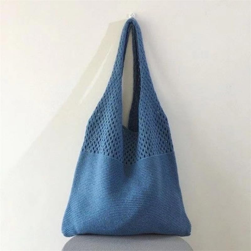 Convertible Shoulder Purse Women's Knitted Handbag for Everyday & Travel Large Hobo Bag Tote Handbags Blue3