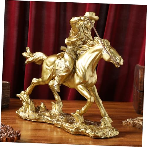 Statue cheval en résine or idée cadeau design pour inauguration bureau et maison
