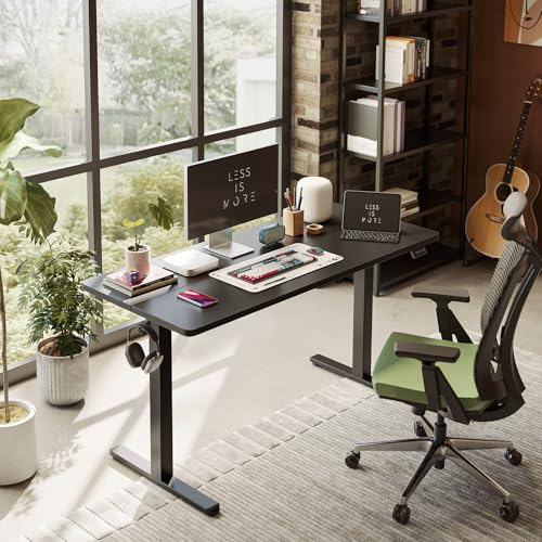 Image of FEZIBO Electric Standing Desk Adjustable Height, 55 x 24 Inch Sit and Stand Desk, Home Office Desk, Ergonomic Workstation Computer Desk, Black