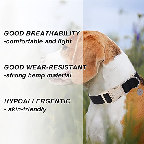 DOGWONG-Cotton-Hemp-Dog-Collar-Heavy-Duty-Black-Dog-Collar-Adjustable-Soft-Natural-Fabric-Pet-Cute-Wedding-Puppy-Necklace-for-Small-Medium-Large-Dogs