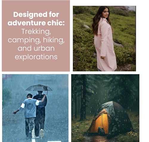 Image of Allextreme Unisex Raincoat with Adjustable Hood Full Sleeves Long Length Lightweight Waterproof Outdoor Rainwear for Women and Men (2XL, Peach)