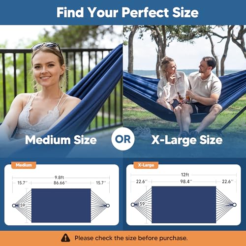 Image of SUNCREAT Hammocks for Outside, Portable Camping Tree Hammock, Hammock Replacement for Stand, Navy
