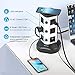 Power Strip Tower with Wireless Charger - Surge Protector with USB, JACKYLED Electric Outlet 13A 10 AC Outlets 4 USB Ports 6.5ft Extension Cord for School Dorm Office Home Desktop Computer White Black