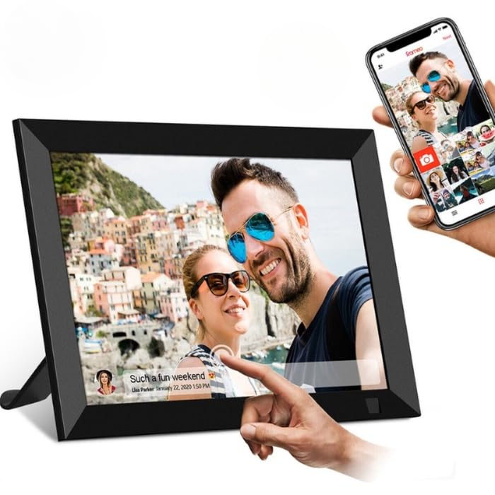 Cadre photo numérique WiFi en verre avec dalle IPS tactile haute fidélité