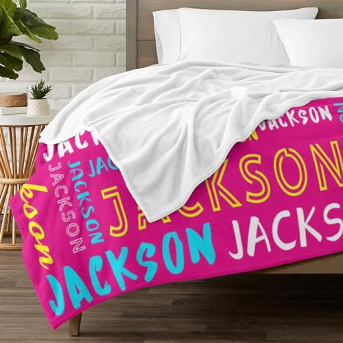Personalized Name Blanket Customized Baby Blankets for Girls Boys Adults Monogrammed Blankets and Throws Christmas Birthday Mothers Fathers Valentines Day Gift
