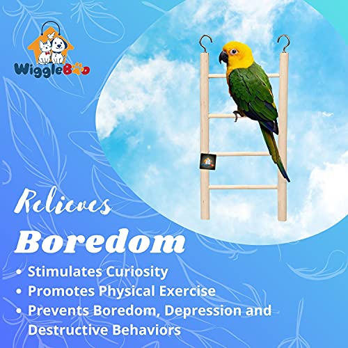 Image of Natural Wooden Ladder Bird Toy | Climbing, Exercise & Fun | for Small & Medium Birds (4 Step)
