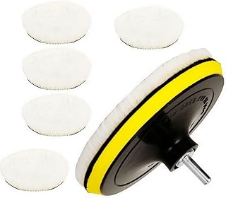 Car Polishing Pads,5Pcs 5Inch Polishing Waxing Buffing Pads Kit Drill Polishing Kit Wool Buffer Pad Car Polishing Buffing Wheel and M14 Drill Adapter