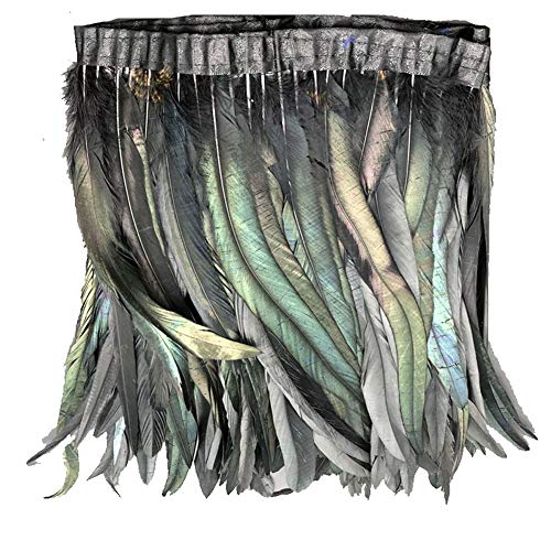 KOLIGHT Pack of 1yard Natural Rooster Feather Fringe Trim 10-12inch in Width DIY Cosplay Decoration (Black)