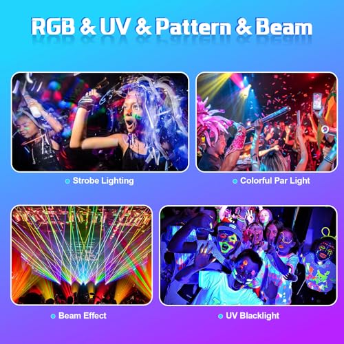 Image of Laser Lights DJ Lights for Parties Pro 4 in 1 with Sound Activated & DMX Control DJ Laser Light Show RGBW & UV Beam Effect Stage Laser Light for Party Birthday Disco Bar Stage Live Show