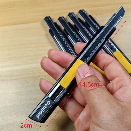 Image of Gebildet 5pcs Right and Left Hand Self-Lock Cutter /9mm Snap Off Blades /60 Blade /Utility Knife /Graphic Knife (Black Holder)