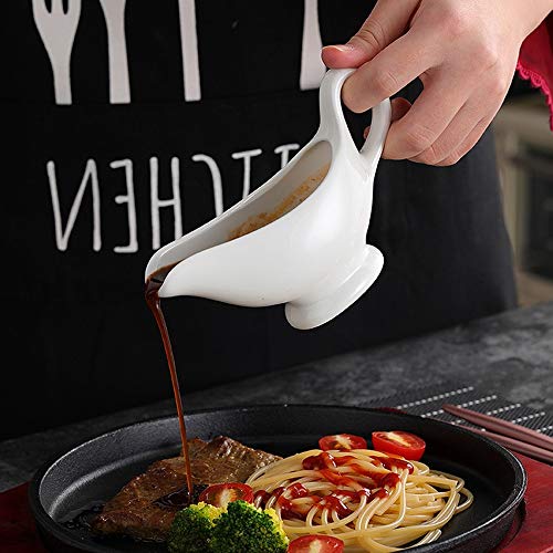 2 Packs Porcelain Gravy Boat, 4 oz Easy Pour White Gravy Boat for Salad Dressings, Milk,Broth, Creamer Microwave & Dishwasher Safe