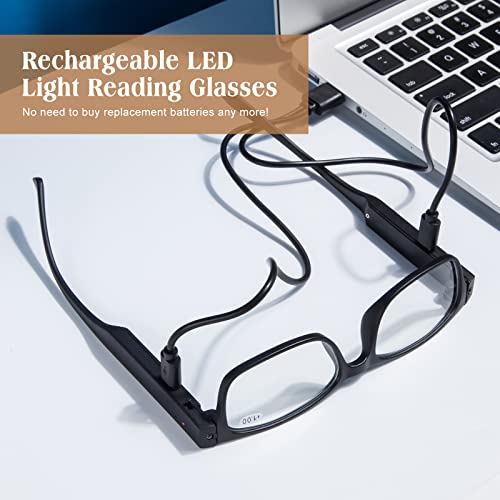 OKH Reading Glasses with Light, Anti Blue Light Lens, USB Rechargeable Bright LED Readers for Men Women 1.0 - Image 4