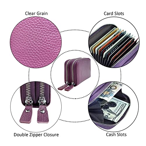 Women's Leather Multi Compartment Credit Card Wallet, Zip Accordion Wallet, RFID Blocking (Black)4