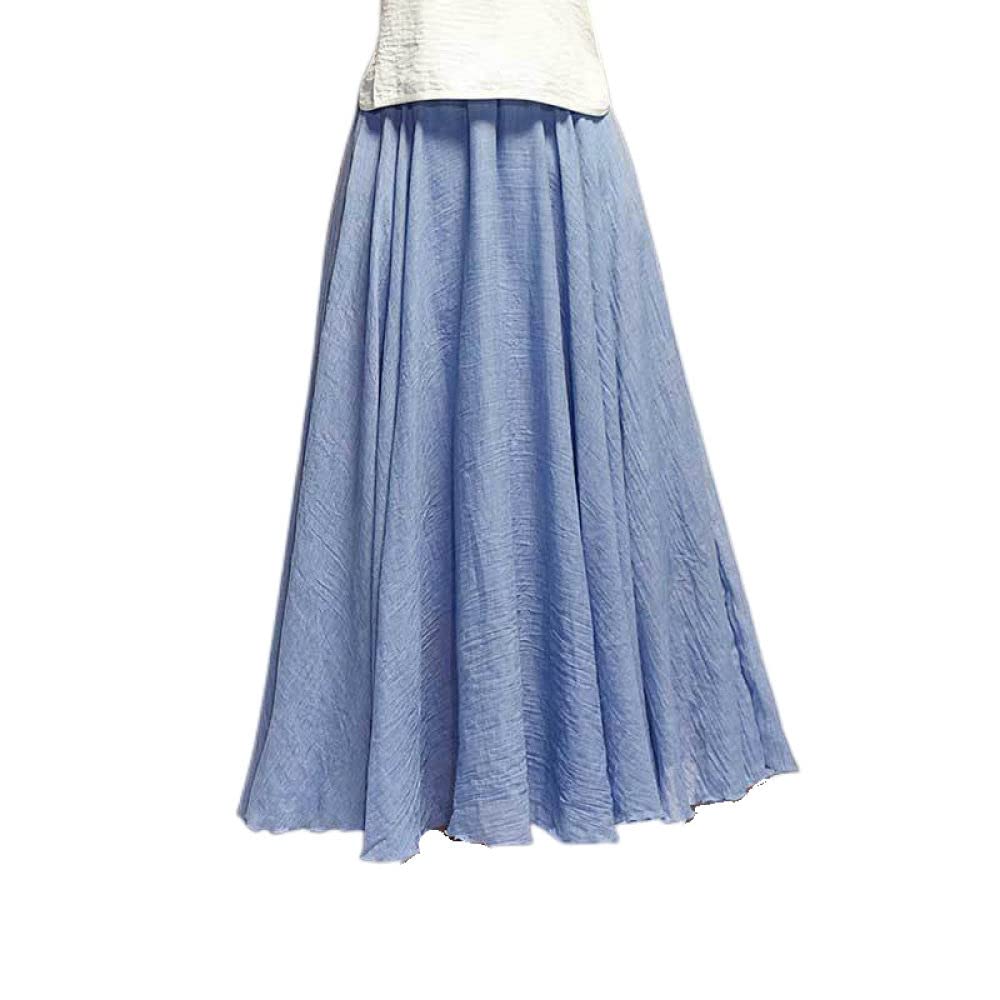 Gonne,Gonna Lunga da Donna Gonna Lunga A Pieghe Elastica A Vita Alta Azzurro Moda Boho A-Line Gonne Lunghe da Spiaggia con Volant Increspato per Ragazze Signore,M