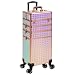 Arous Kosmetikkoffer Trolley, 5-in-1 Groß Kosmetik Trolley Schminkkoffer mit Rollen Friseurkoffer Alu Beauty Case Nagelkoffer Multikoffer, Bunt