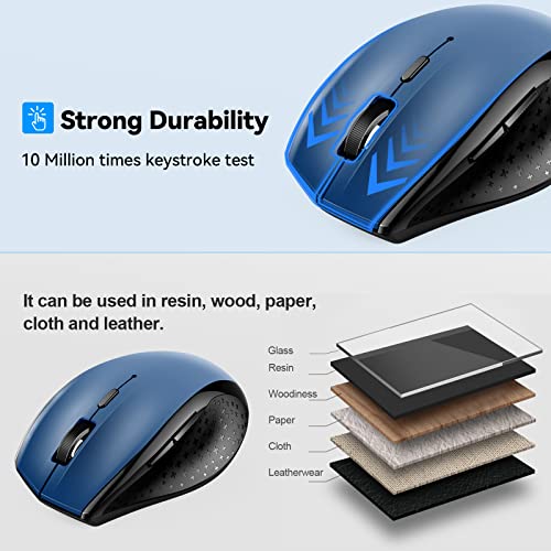 Tecknet Bluetooth Wireless Mouse, 3200 Dpi Computer Mouse, 24-Month Battery Life And 6 Adjustable Dpi Levels, 6 Buttons Compatible With Ipad Pro/Laptop/Surface Pro/Windows Computer/Chromebook-Blue #TOP4
