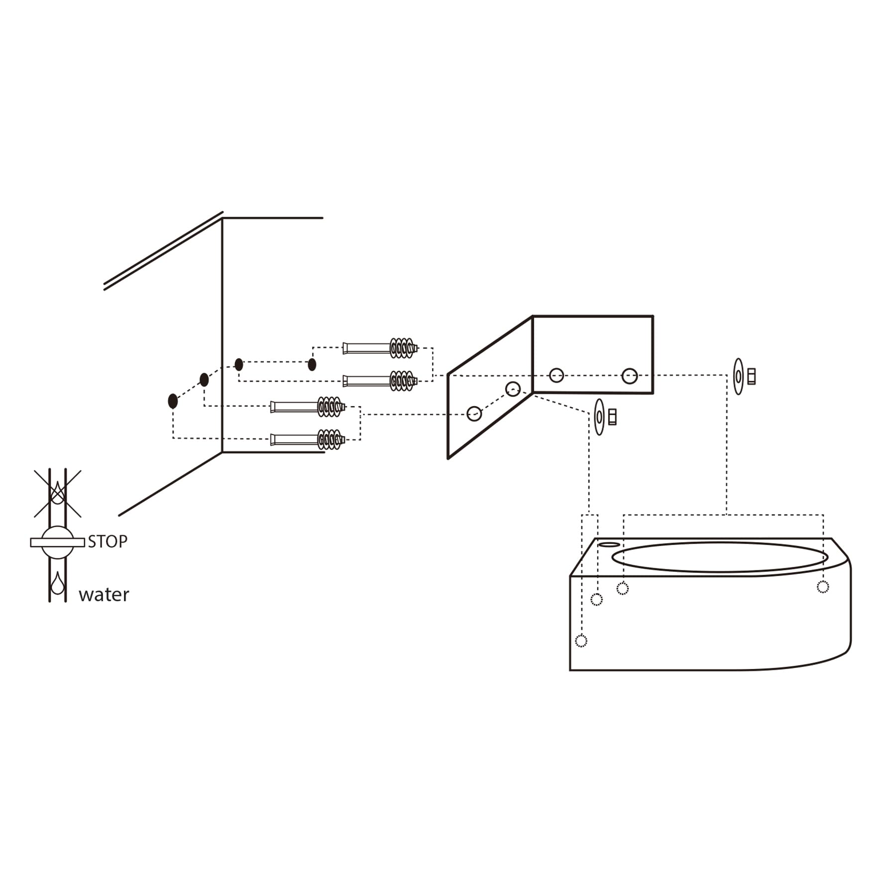 Differnz Cleo Lavabo - Lave main Céramique Blanche Brillante - Robinet Courbé Or Mat - Ensemble Complet - 30 x 30 x 10 cm