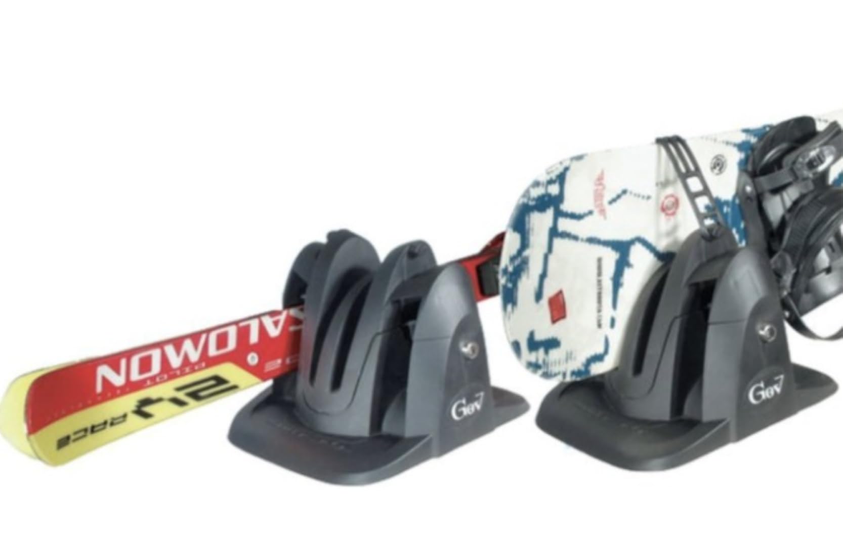 GEV Portasci Magnetico Shark – Piastre 24x30 cm per 2 Paia di Sci o 2 Snowboard, Antifurto con Chiave, Omologato TÜV SÜD, City Crash Test, Made in Italy