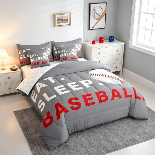 Image of Feelyou Baseball Comforter Set Full Size 7 Piece for Kids Teens