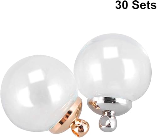 Miniatura 2 de Juego de 30 mini cuentas vacías de globo de vidrio para desear, botellas de bola de vidrio, gema de tiempo, cubiertas de vidrio huecas de un solo