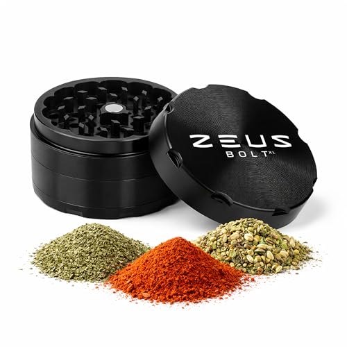 ZEUS Bolt XL Metall Grinder, Kräutermühle & Gewürzmühle, 4-teilig, 70 mm