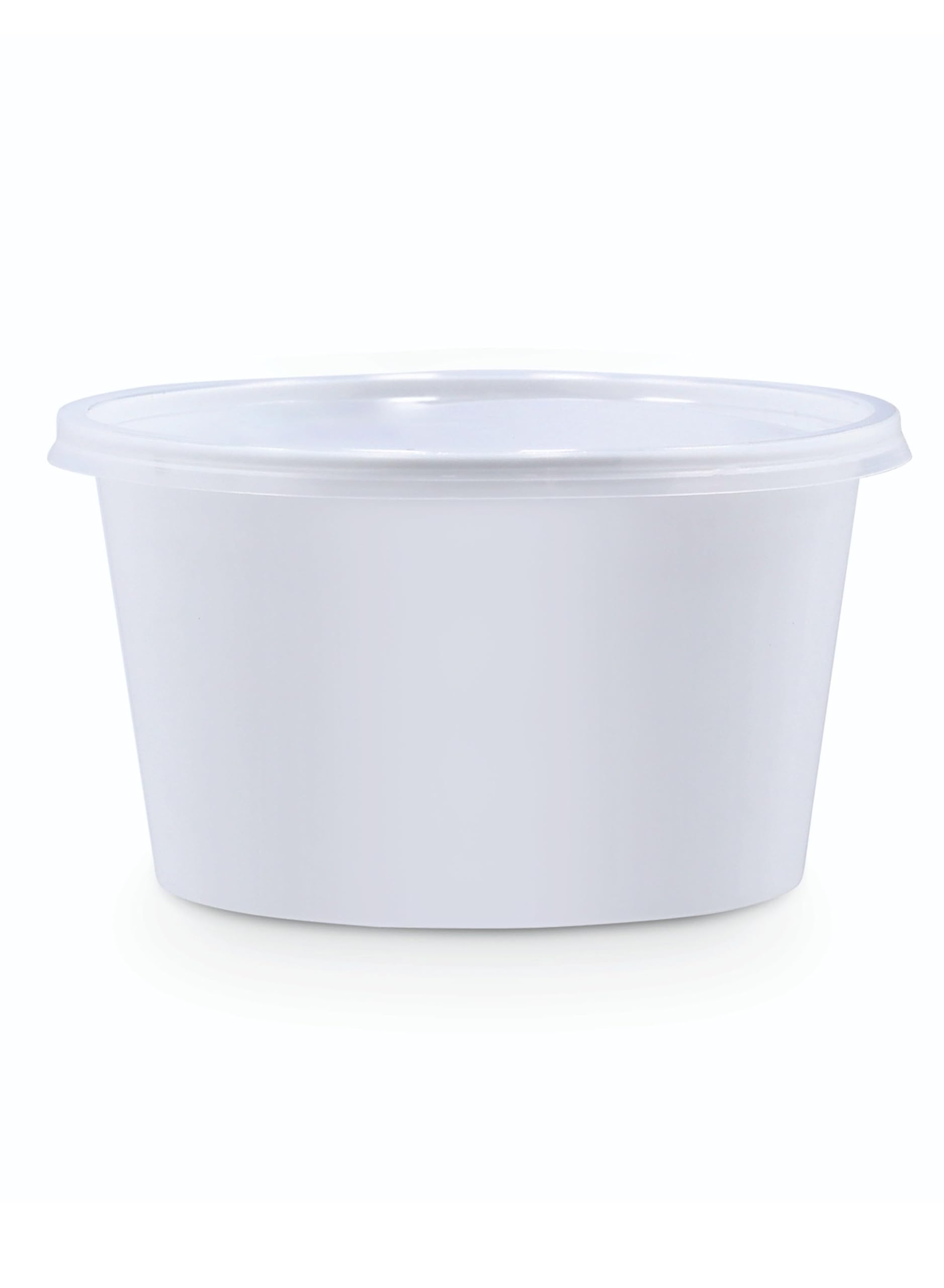 Packwell Microwave Round Shaped Container with Lid 500-Pieces, 450 ml Capacity, White