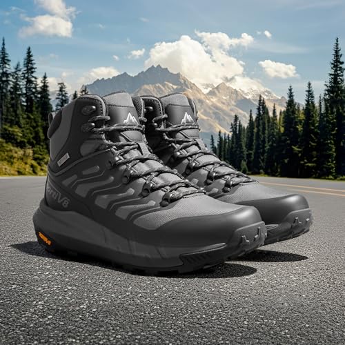 NORTIV 8 NORTIV 8 Men's Lightweight Hiking Boots Waterproof Breathable Outdoor Trekking Camping Ankle Boots Fern,Size 10.5,Grey/Black,NMUMHB2502