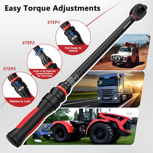 VANPO Torque Wrench 1/2-Inch Drive, 30-250 ft.lb/40.7-339 Nm, 21.65“, 72 Tooth, TRP+ABS Plastic Handle, Heavy Duty Wrench for Automotive, Truck, and Industrial Machinery Repairs