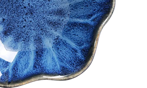 Image of Lotus Leaf Shape Decorative Ring Tray, Small Key Bowl, Ceramic Trinket Tray Jewelry Dish Organizing Necklace Earrings, Home Decoration for Mom Best Friend Sister, Blue.