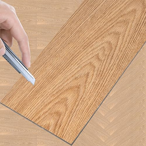 NAIZY Revestimiento de suelo de PVC 91,44 x 15,24 cm x 2 mm, 18 piezas, suelo de vinilo laminado autoadhesivo, decoración a elegir, antideslizante, impermeable, recortable, tipo 1801-22 (2,51 m²)