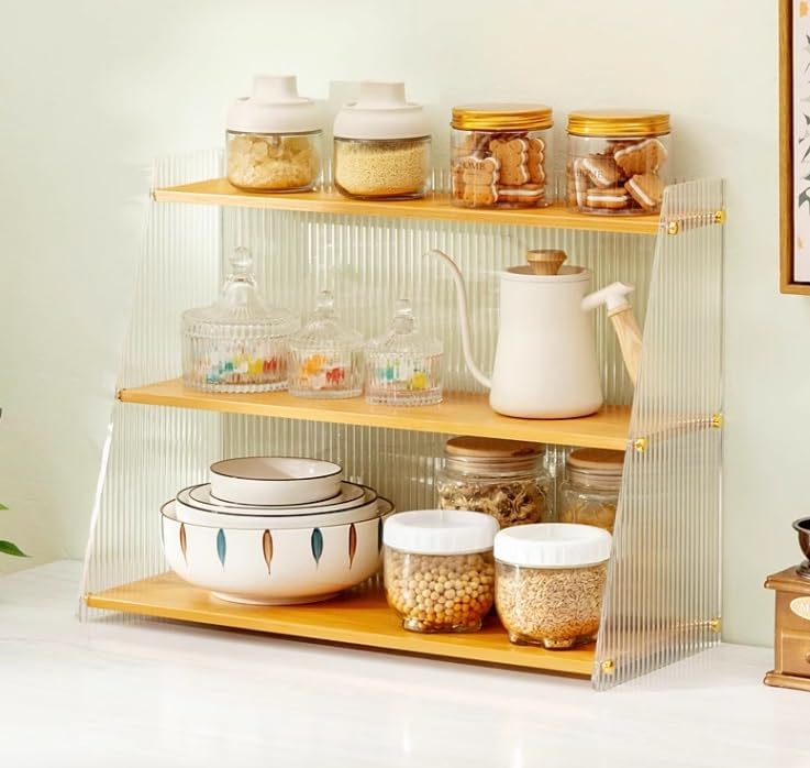 卓上整理収納 キッチン調味料 竹材 3段式収納ラック 楽天市場