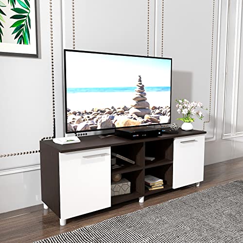 Image of ESTANTERIA Tv Cabinet for Living Room Engineered Wood TV Entertainment Unit Set Top Box Tv Stand Table /TV Cabinet with Shelves for Books & Dcor Display Unit Bed Living Room Upto (Wange-)