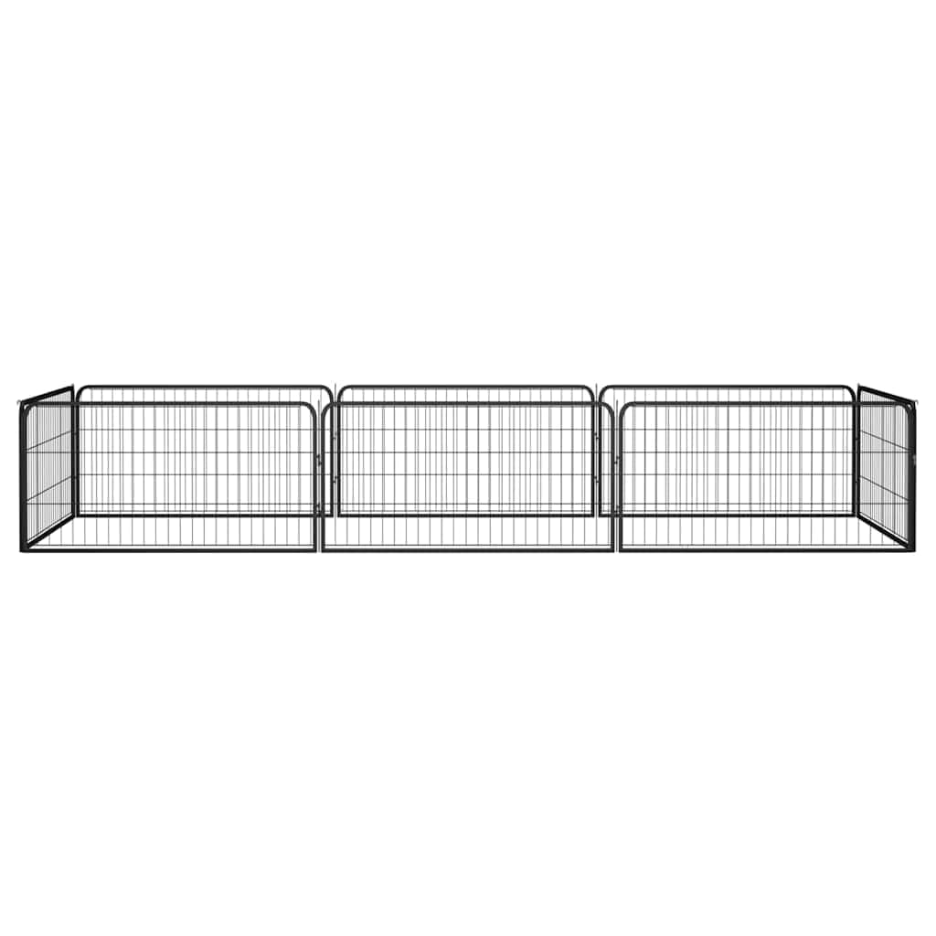Box dla psów, 8 paneli, czarny, 100 x 50 cm, stal lakierowana proszkowo
