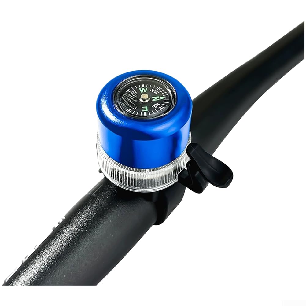Dolvitrny Rechargeable Bike for-Bell with RGB LED Light and for Compass, USB Cycling for Horn for Bicycle Scooter Skateboard, for Crisp Ringing Safety Alarm Device(Blue)
