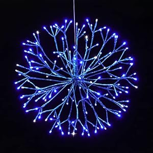 Christmas Hanging Starburst Lighted Branches, Pre-Lit 24'' Dia Blue Starry with 160PCS LED Twinkle Hanging Ball Light Plug in Indoor Christmas Hanging Starburst Lighted Branches Pre Lit 24 Dia Blue Starry with 160PCS LED Twinkle Hanging Ball Light Plug in Indoor